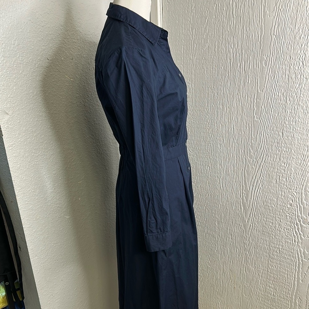 Blue Long Sleeve Buttoned Shirt Dress
